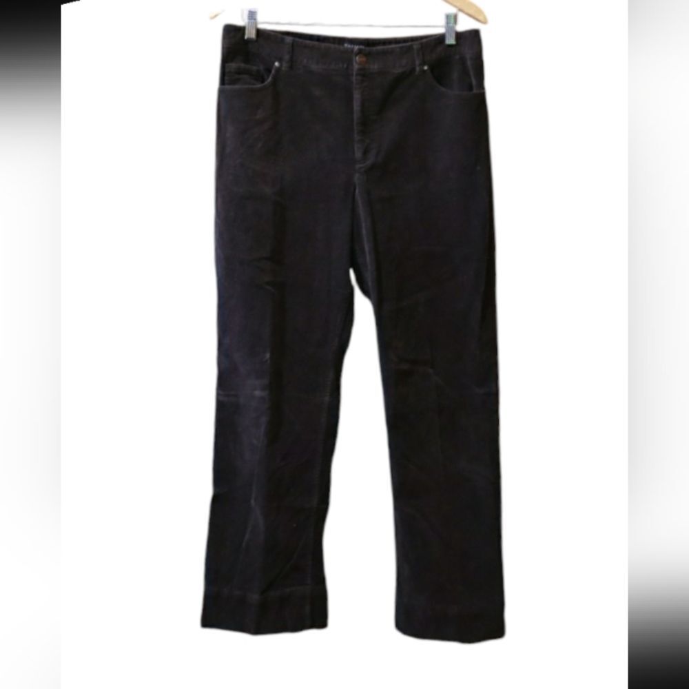 Tahari Vintage Brown Corduroy Trouser Pants Size 12 Hemmed Retro Workwear